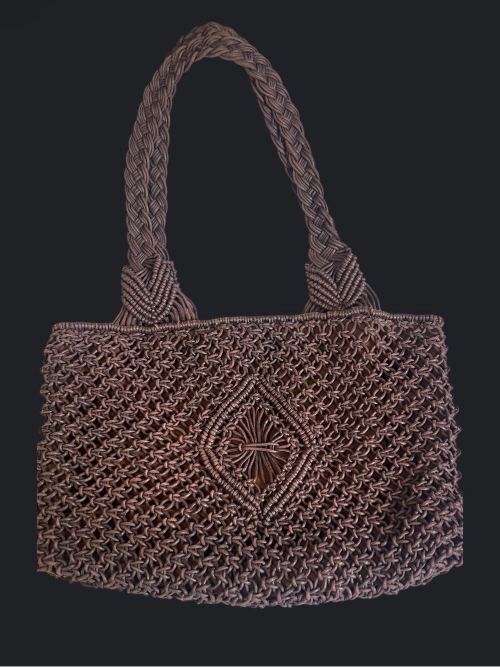 Woven Macramé Tote Bag in Brown - Handcrafted Women’s Shoulder Bag